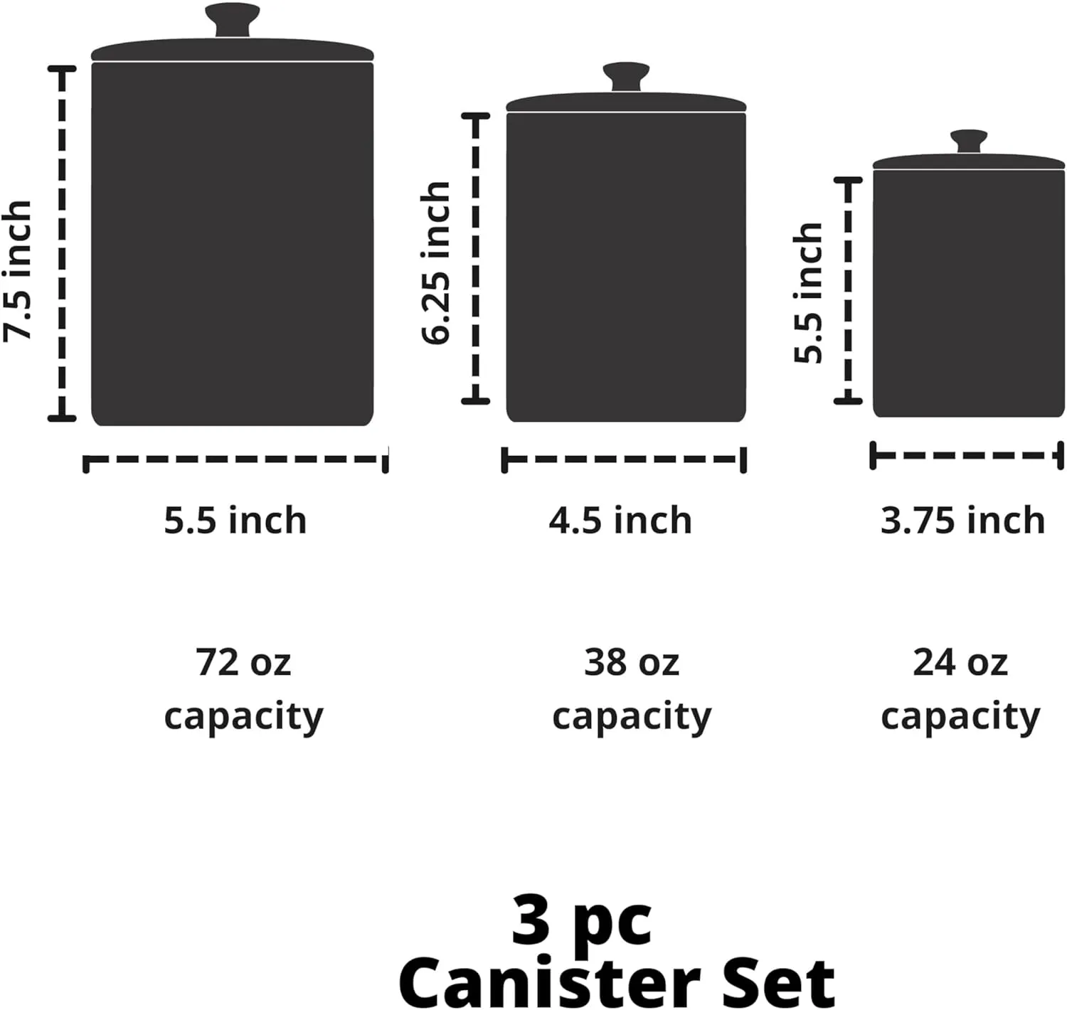 10 Strawberry Street Kitchen Canister, 3 Piece Set, Hampton White