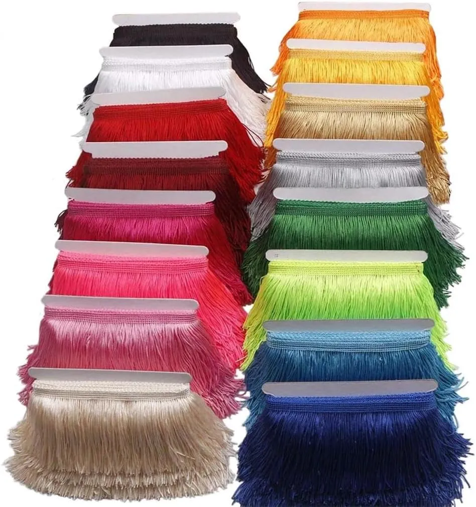 10 Yards 15cm Long Fringe Trim Lace Ribbon Tassels for Curtains Dresses Fringes for Sewing Accessories Crafts Silver Gray 10 Yards
