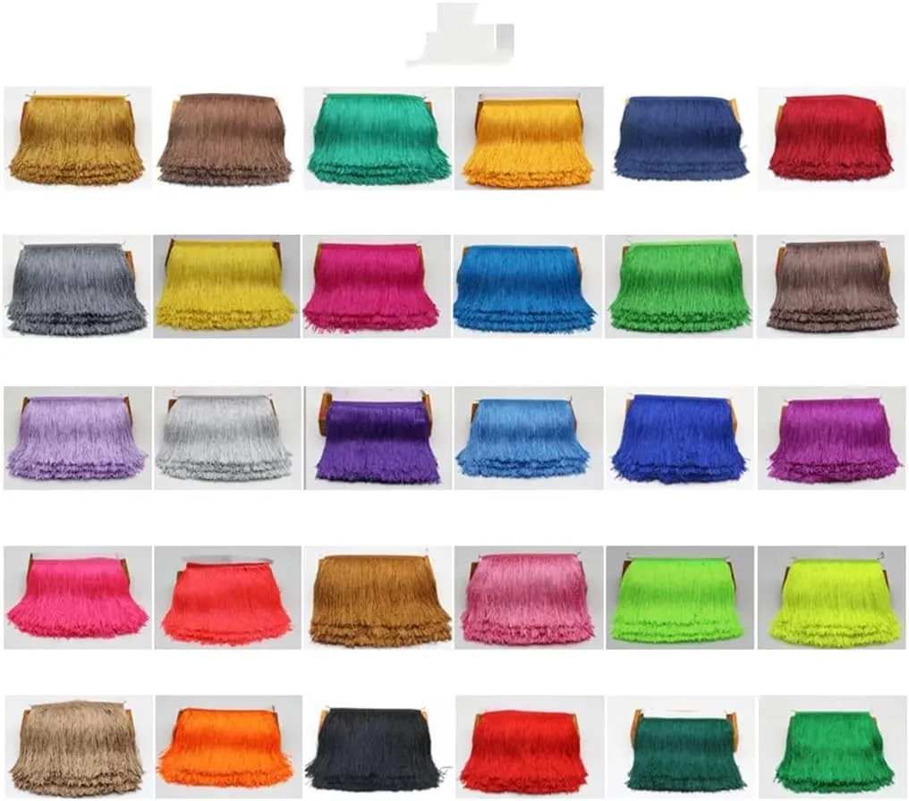 10 Yards 15cm Long Fringe Trim Lace Ribbon Tassels for Curtains Dresses Fringes for Sewing Accessories Crafts Silver Gray 10 Yards