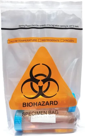 1000pcs 6x9.8in/15x25cm Biohazard Specimen Bags, Laboratory Sample Bag with Biohazard Logo Printing, Ziplock Top with Outside Pocket Paperwork Pouch