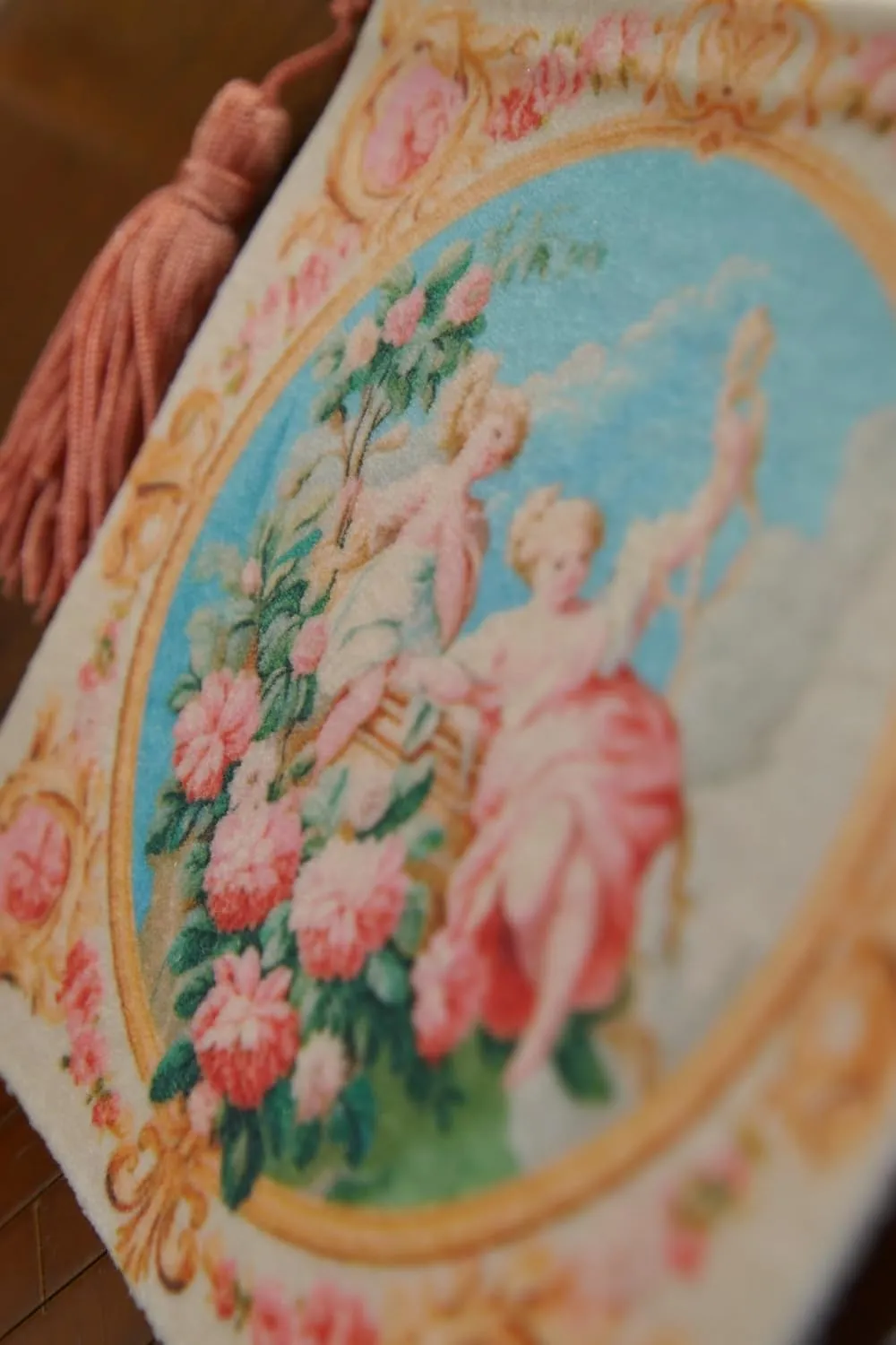 1:12 Vintage Dollhouse Miniature Aubusson Tapestry Victorian Girls with Roses