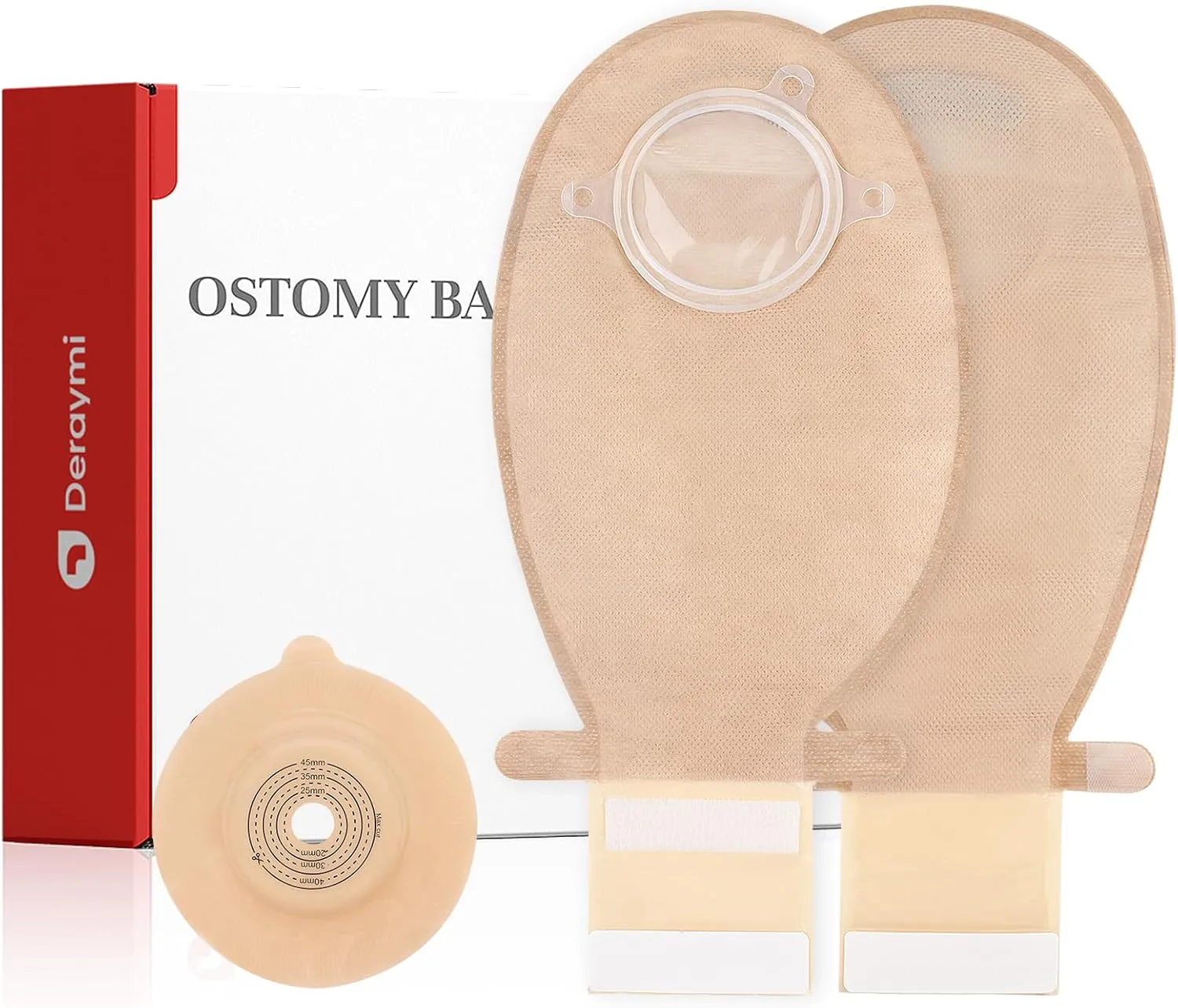 15 PCS Colostomy Bags, Two Piece Convex Ostomy Bag Colostomy Supplies, Drainable Ostomy Pouches for Uneven Wrinkled Skin Irregular Stoma, Cut-to-fit 15-45mm (10 x Bags 5 x Convex Barriers)
