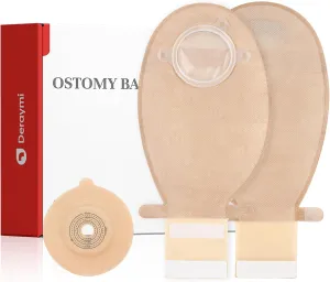 15 PCS Colostomy Bags, Two Piece Convex Ostomy Bag Colostomy Supplies, Drainable Ostomy Pouches for Uneven Wrinkled Skin Irregular Stoma, Cut-to-fit 15-45mm (10 x Bags 5 x Convex Barriers)