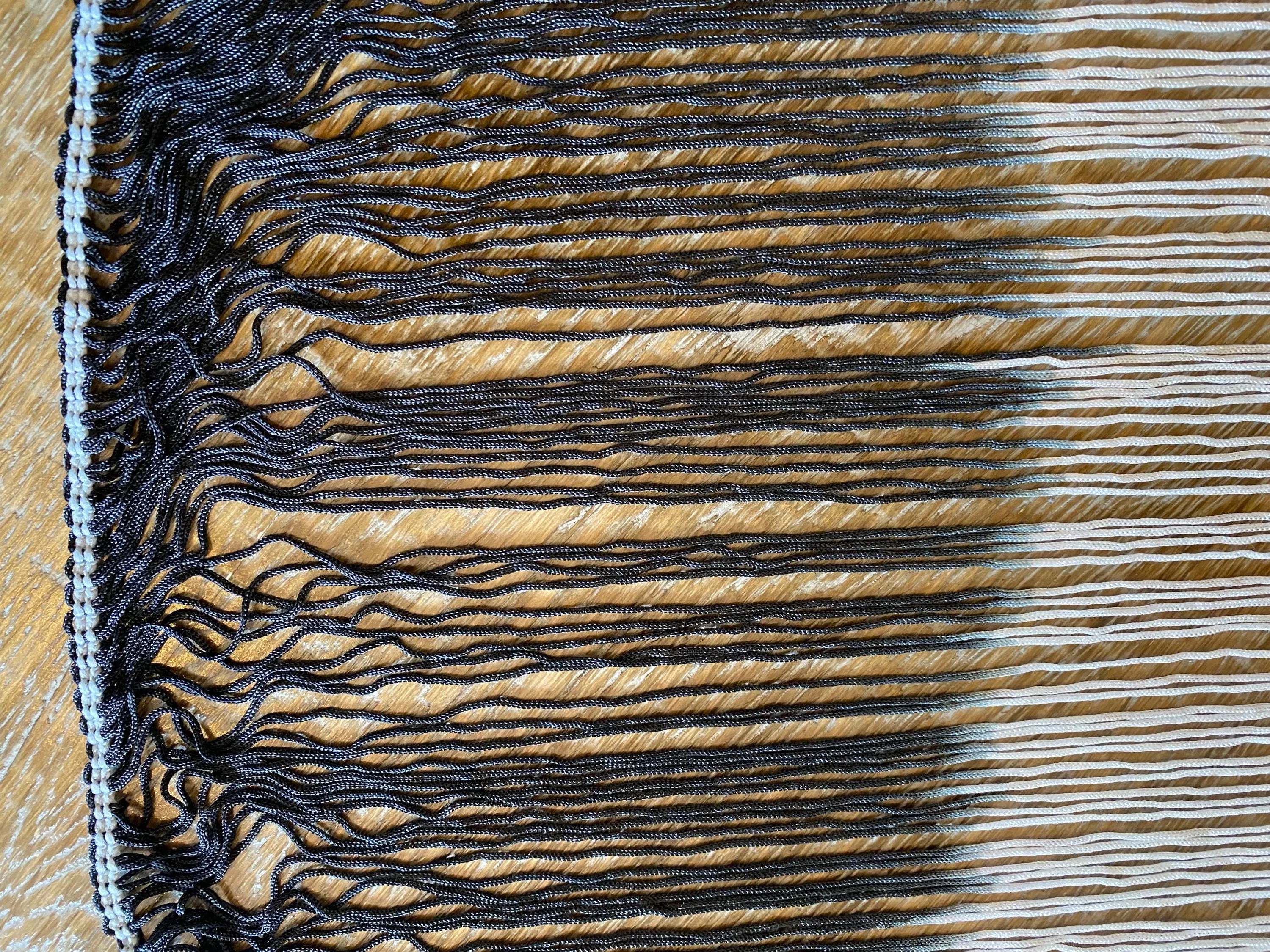 15” wide Fringe, Tie Dye Fringe, Black Ivory Tie Dye Fringe