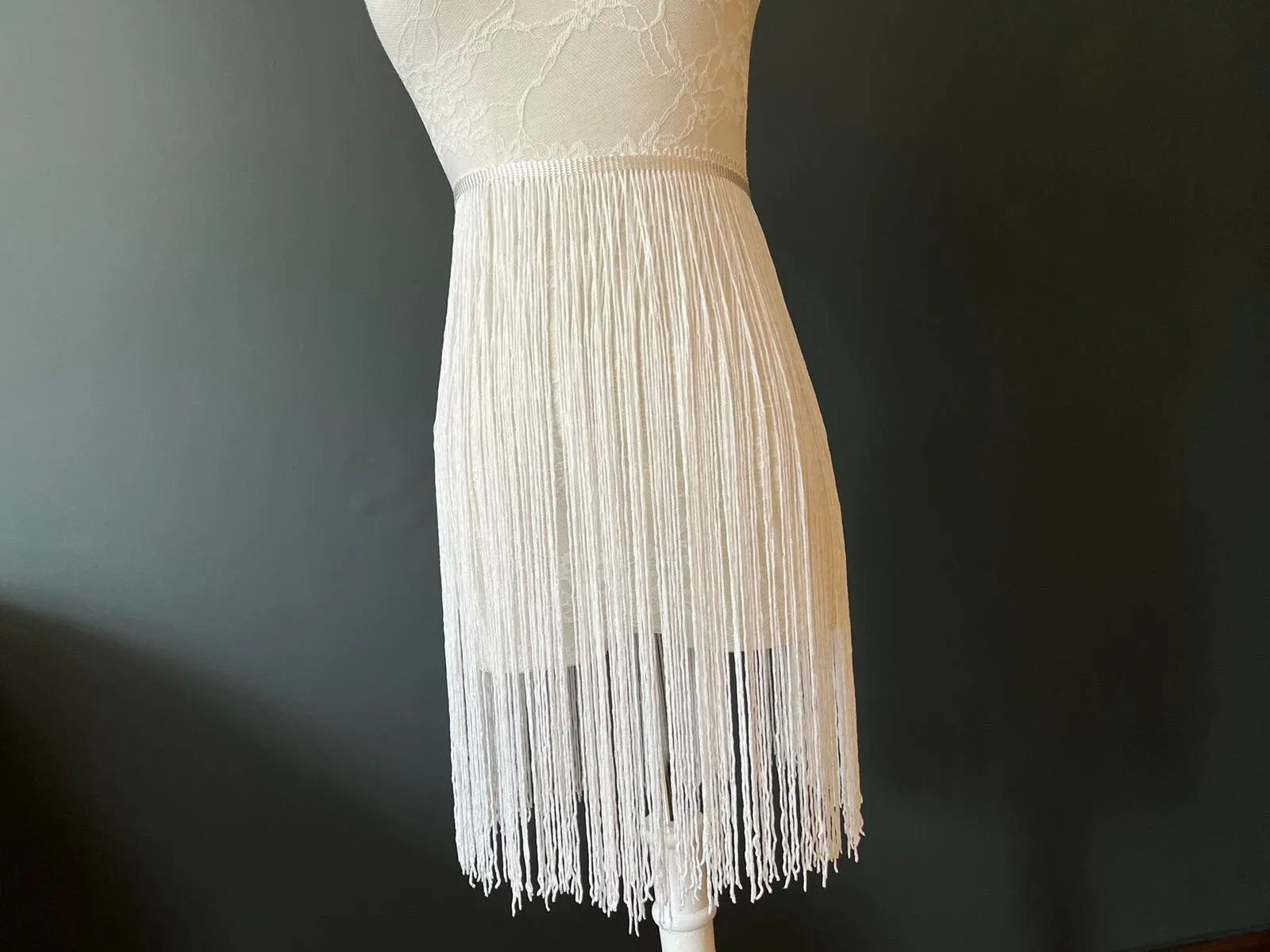 17” Wide Fringe Trim, 43cm Wide Fringe Trimming, Ivory, High Quality