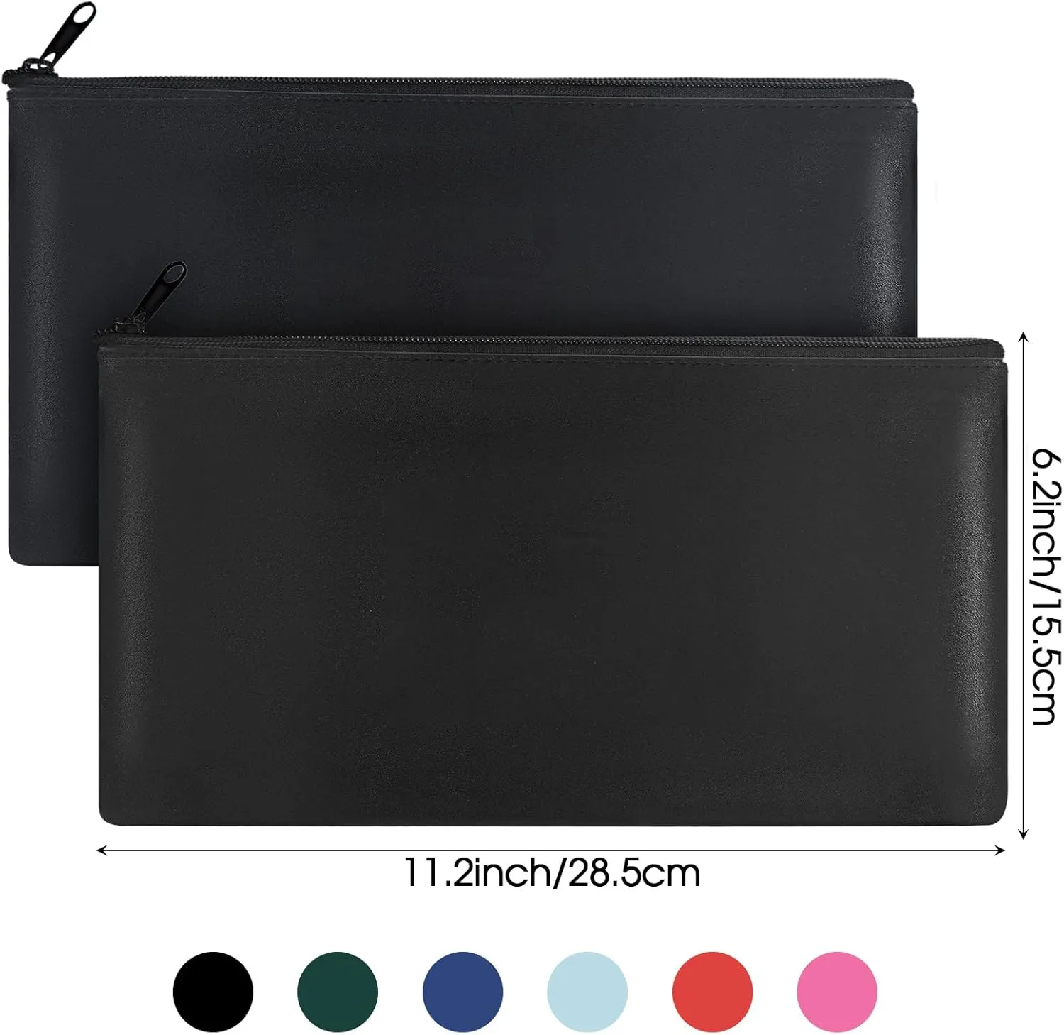 18 Pcs Money Bank Bag with Zipper for Cash 11 x 6 Inch Security Bank Deposit Bag Leatherette Money Cash Coin Check Wallet Pouch(Multi Color)