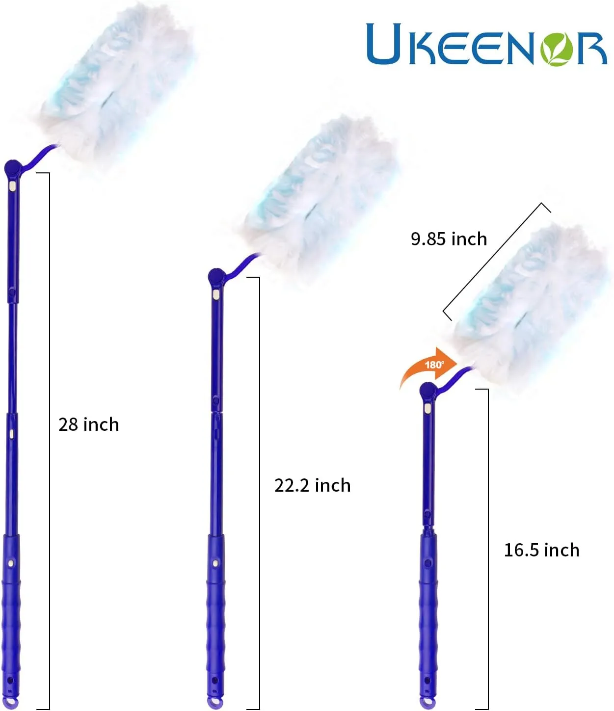 180° Dusters Multi Surface Duster Refills Kit Extender Handle (1 Long Handle to   1 Short Handle   15 Duster Refill)