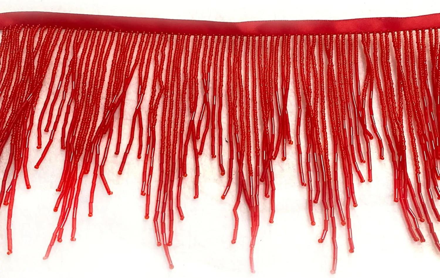 1Meter/39 Gold Silver Red Black Beads Wavy Water Shape Fringe Trim Beads Fringe Belt Trim Ribbon Tassel Chain for Clothing,Gift Pack,Shose,hat DIY Decoration (Red-2401, TR2401)