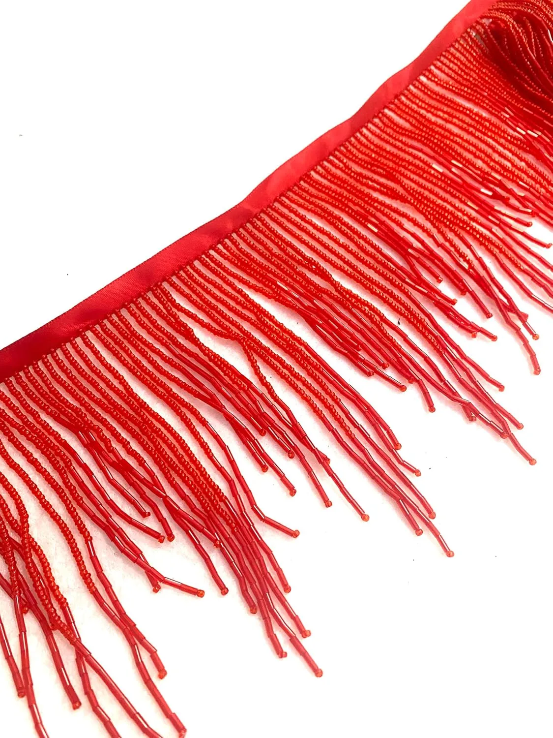 1Meter/39 Gold Silver Red Black Beads Wavy Water Shape Fringe Trim Beads Fringe Belt Trim Ribbon Tassel Chain for Clothing,Gift Pack,Shose,hat DIY Decoration (Red-2401, TR2401)