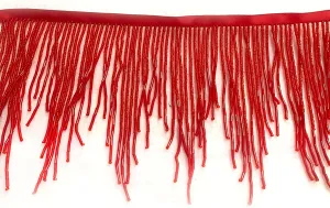 1Meter/39 Gold Silver Red Black Beads Wavy Water Shape Fringe Trim Beads Fringe Belt Trim Ribbon Tassel Chain for Clothing,Gift Pack,Shose,hat DIY Decoration (Red-2401, TR2401)