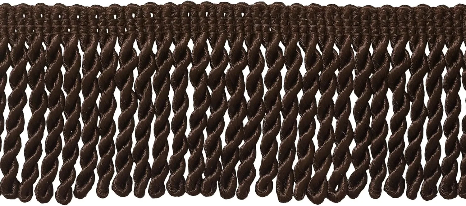 2 1/2" (6cm) Bullion Fringe Trim (Style# EF25) Mocha Brown #D2 (Dark Chocolate Brown) 5 Yard Value Pack (15 ft/4.5m)