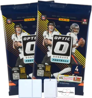 2-Pack LOT of 2024 Panini Donruss Optic Football Blaster Pack with 4 Trading Cards per Pack (8 Total Cards)   2 Toploaders   Magnetic Holder   StreetCards Magnet!