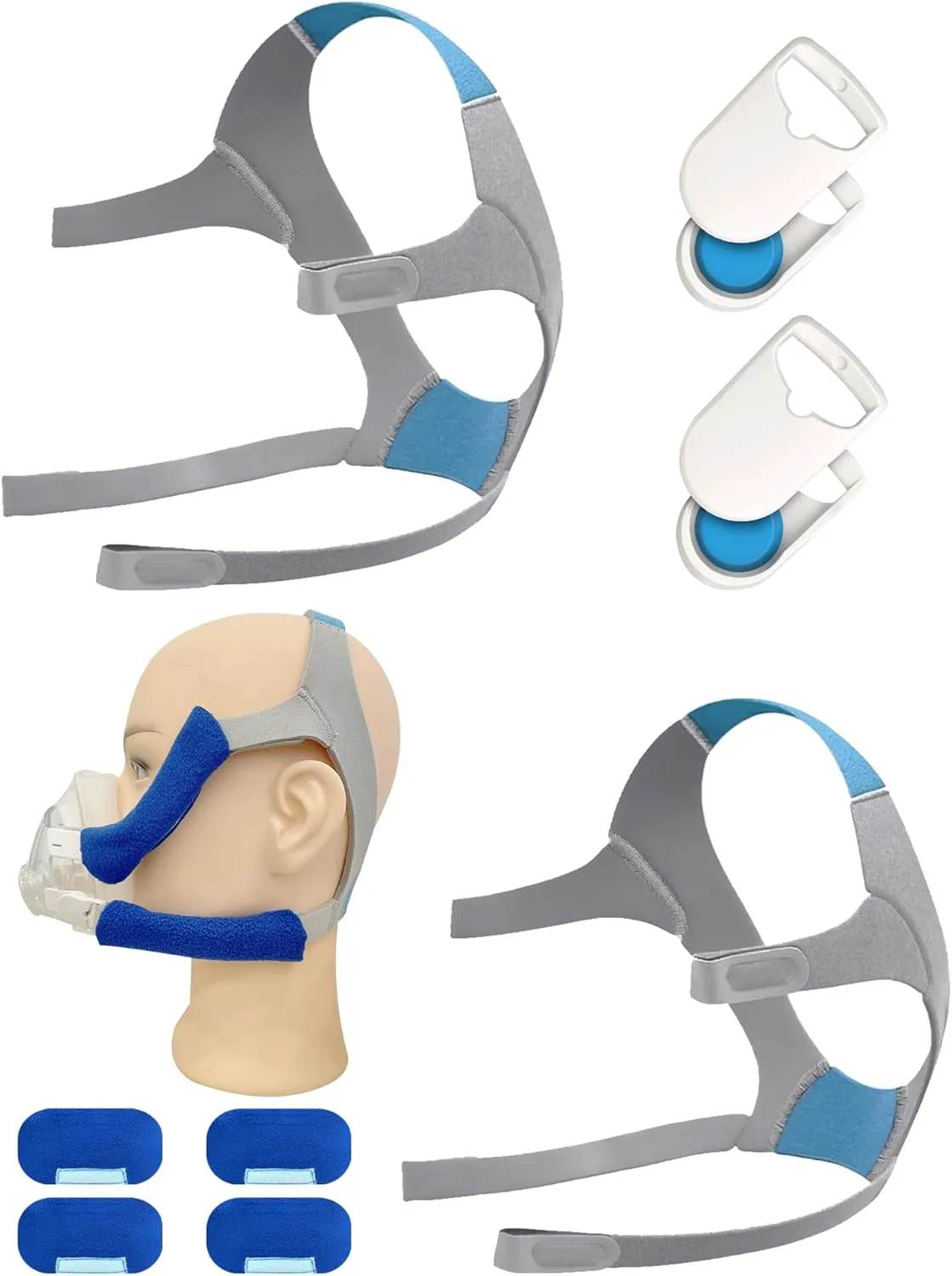 2 Packs F20 Replacement Headgear Compatible with F20 Full-face Mask, Include 4 Magnetic Clips 2 Packs Headgear Hanger (Large)