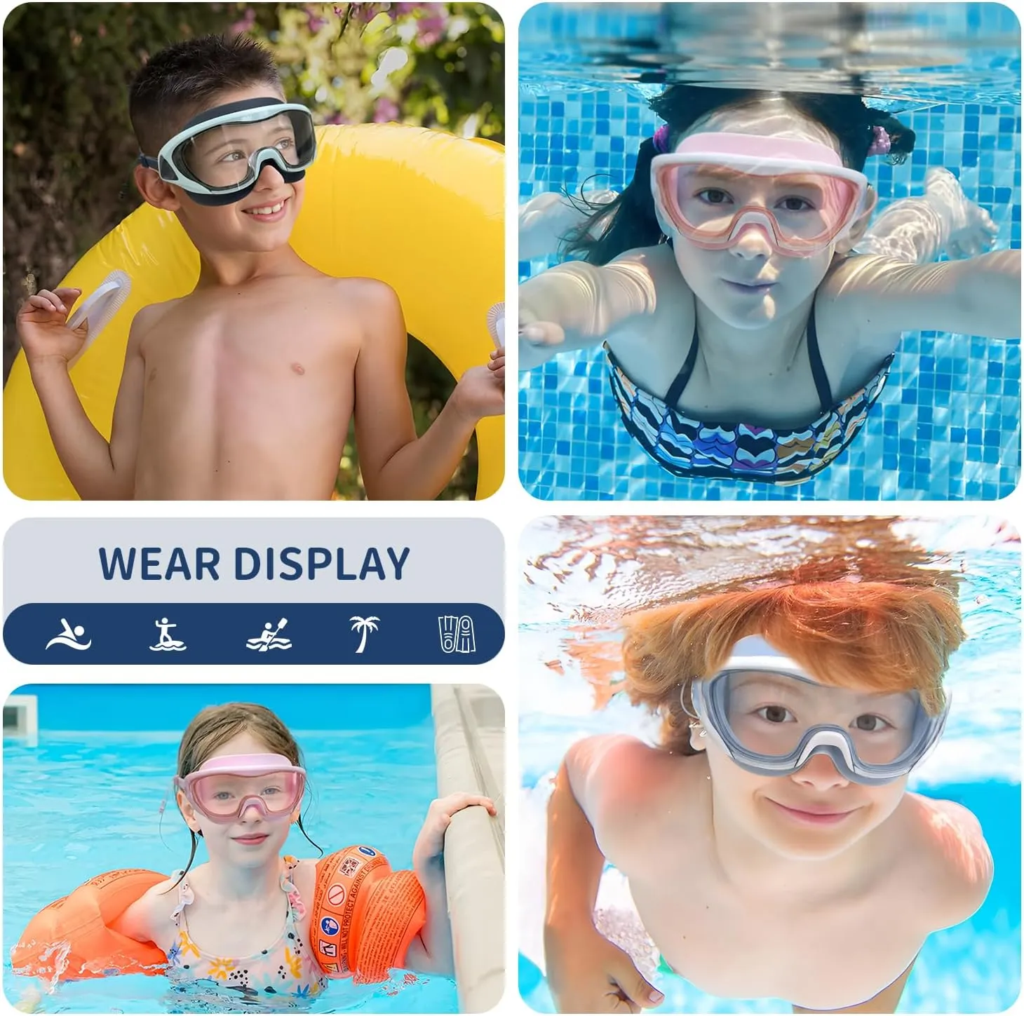 2 Packs Swim Goggles Attached Earplugs Anti-Fog UV Protection Swimming Goggles for Teens and Youths Aged 10-18