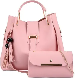 2-PC Purses and Handbags for Women Shoulder Tote Bags Top-handle Bags Satchel with Tassle