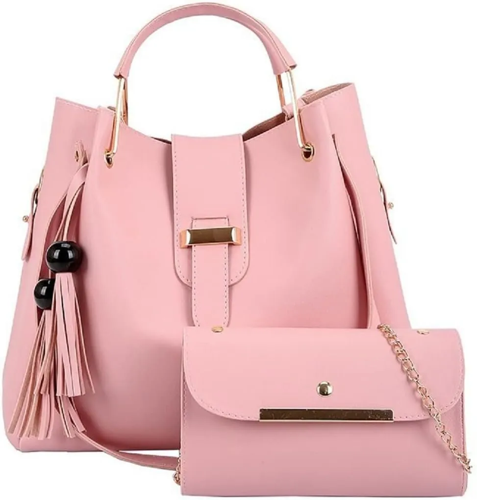 2-PC Purses and Handbags for Women Shoulder Tote Bags Top-handle Bags Satchel with Tassle