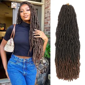20 Inch Faux Locs Crochet Hair 7 Packs Soft Locs Crochet Braids Hair Pre Looped Goddess Locs Dreadlocs Hair Ombre Brown Hair Extensions For Women