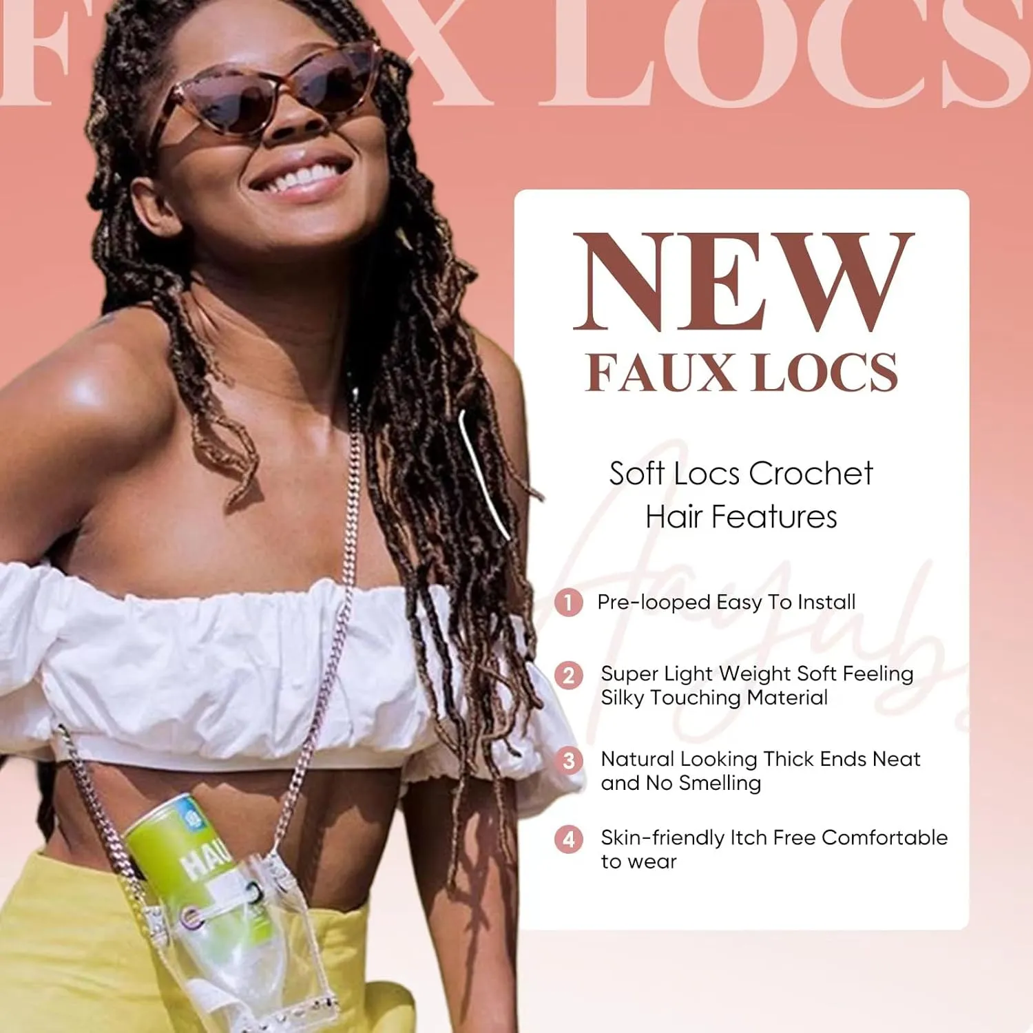 20 Inch Faux Locs Crochet Hair 7 Packs Soft Locs Crochet Braids Hair Pre Looped Goddess Locs Dreadlocs Hair Ombre Brown Hair Extensions For Women