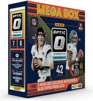 2024 Panini Donruss Optic Football Trading Card Mega Box (Blue Hyper)