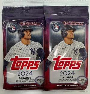 2024 Topps Series 2 Baseball Retail Packs - 2 Retail Packs!!, Small, Navy/Red/White