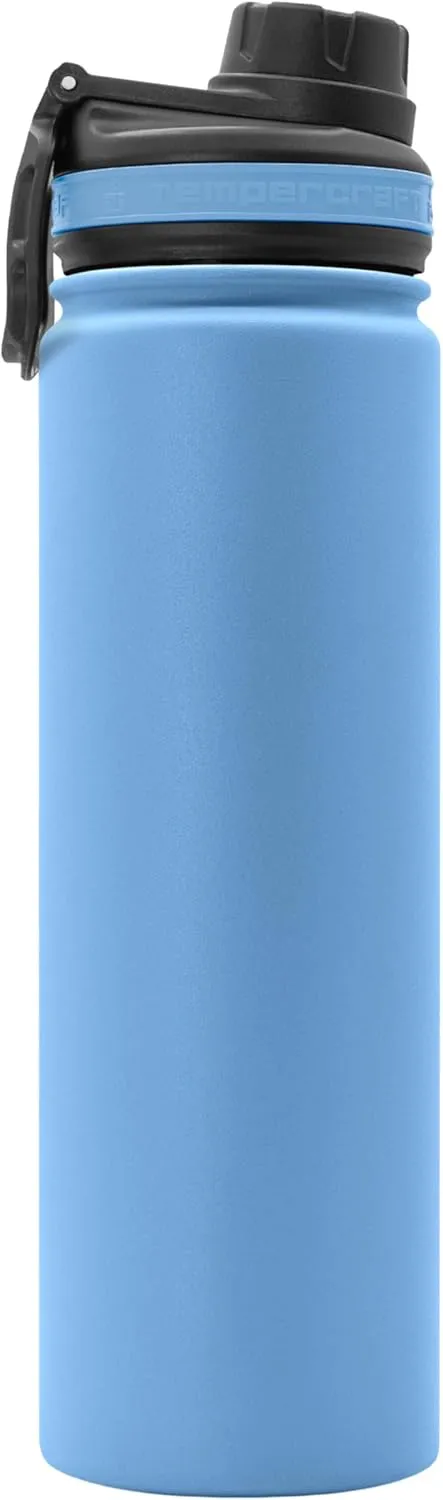 22 oz Vacuum Insulated Sport Bottle | Custom Laser Engraved Options | Stainless Steel, Double-Walled, Wide Mouth (Carolina - Blank)