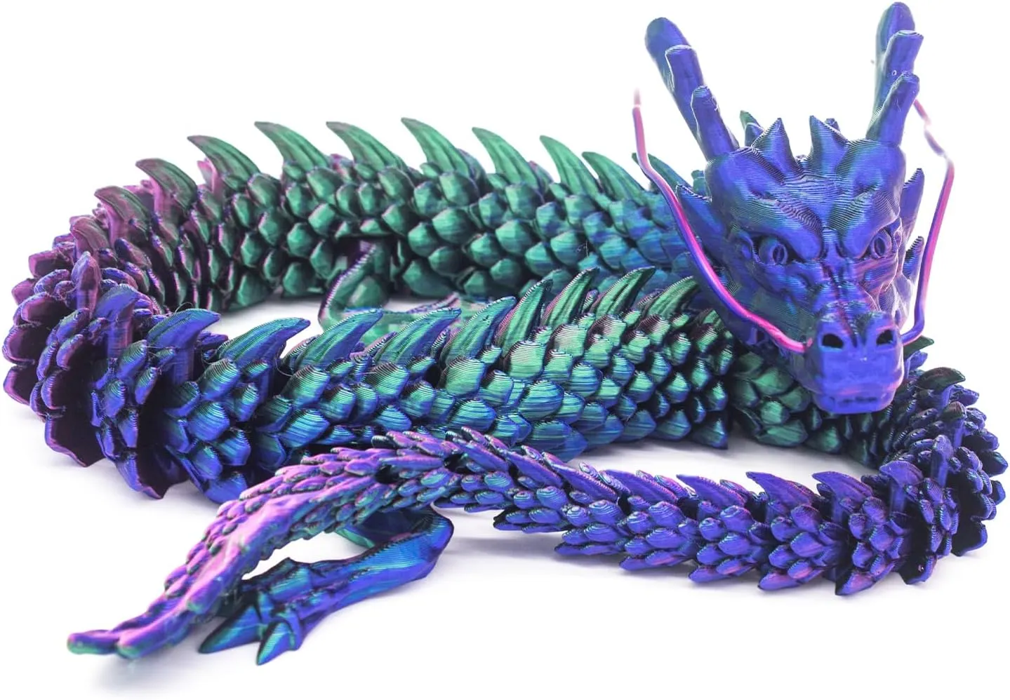 24 inch 3D Printed Dragon,3D Printed Flexible Articulated Dragon, Reinforcement of Unbreakable 3D Dragon,Dragon Fidget Toys for Autism/ADHD,Home Office Decor Executive Desk Toy (Purple)