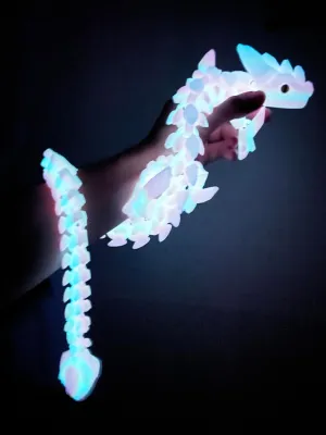 24in Large 3D Printed Dragon with Eyes, Articulated Fidget 3D Printed Animals, Stress Relief 3D Printed Toy for Anxiety & ADHD, Unique Home Office Décor