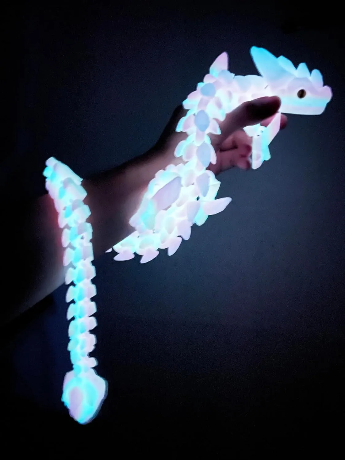 24in Large 3D Printed Dragon with Eyes, Articulated Fidget 3D Printed Animals, Stress Relief 3D Printed Toy for Anxiety & ADHD, Unique Home Office Décor