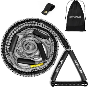 25ft Wakesurf Rope and Handle, Floating Wake Surf, 6 Section Removeable Surf Tow