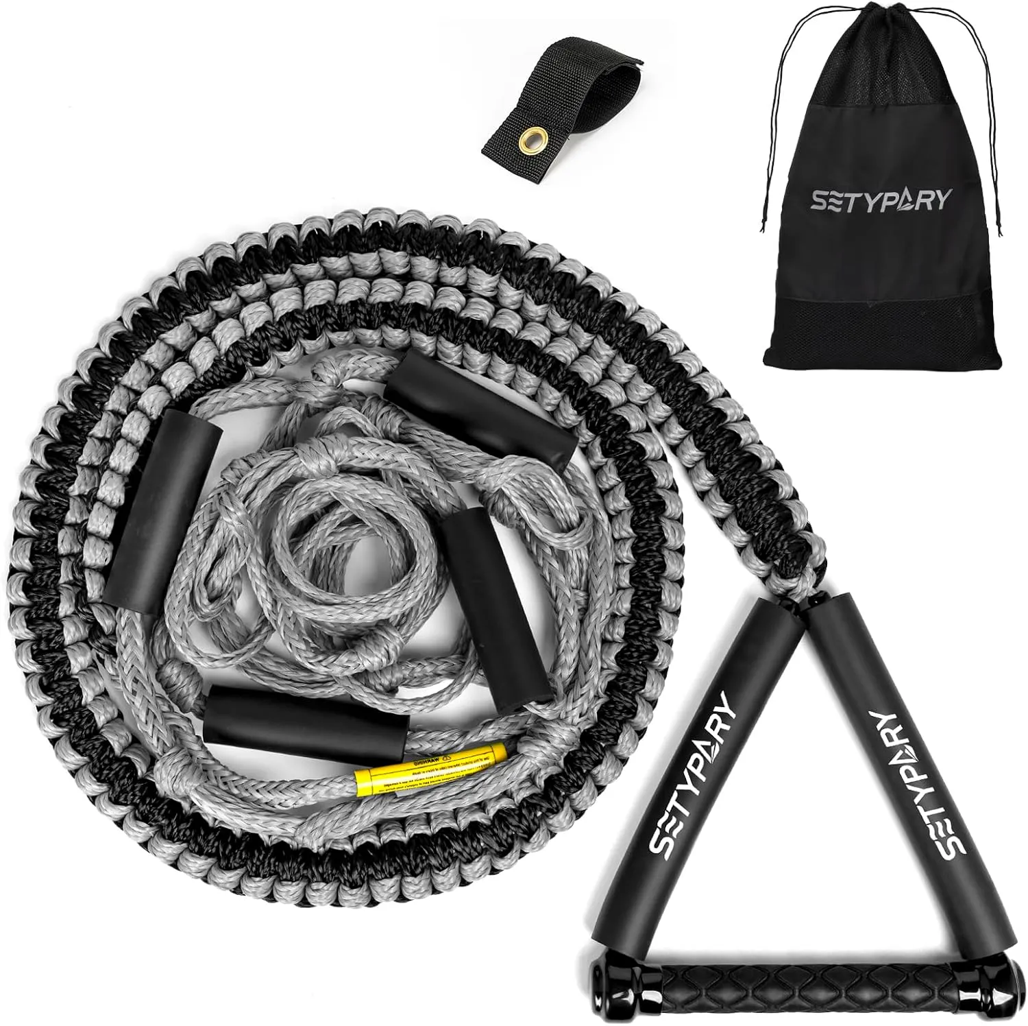 25ft Wakesurf Rope and Handle, Floating Wake Surf, 6 Section Removeable Surf Tow