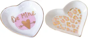 2Pcs Heart Shaped Ceramic Jewelry Tray Earring Necklace Bracelet Key Coin Watch Decoration Jewelry Tray Valentine's Day Christmas Gift