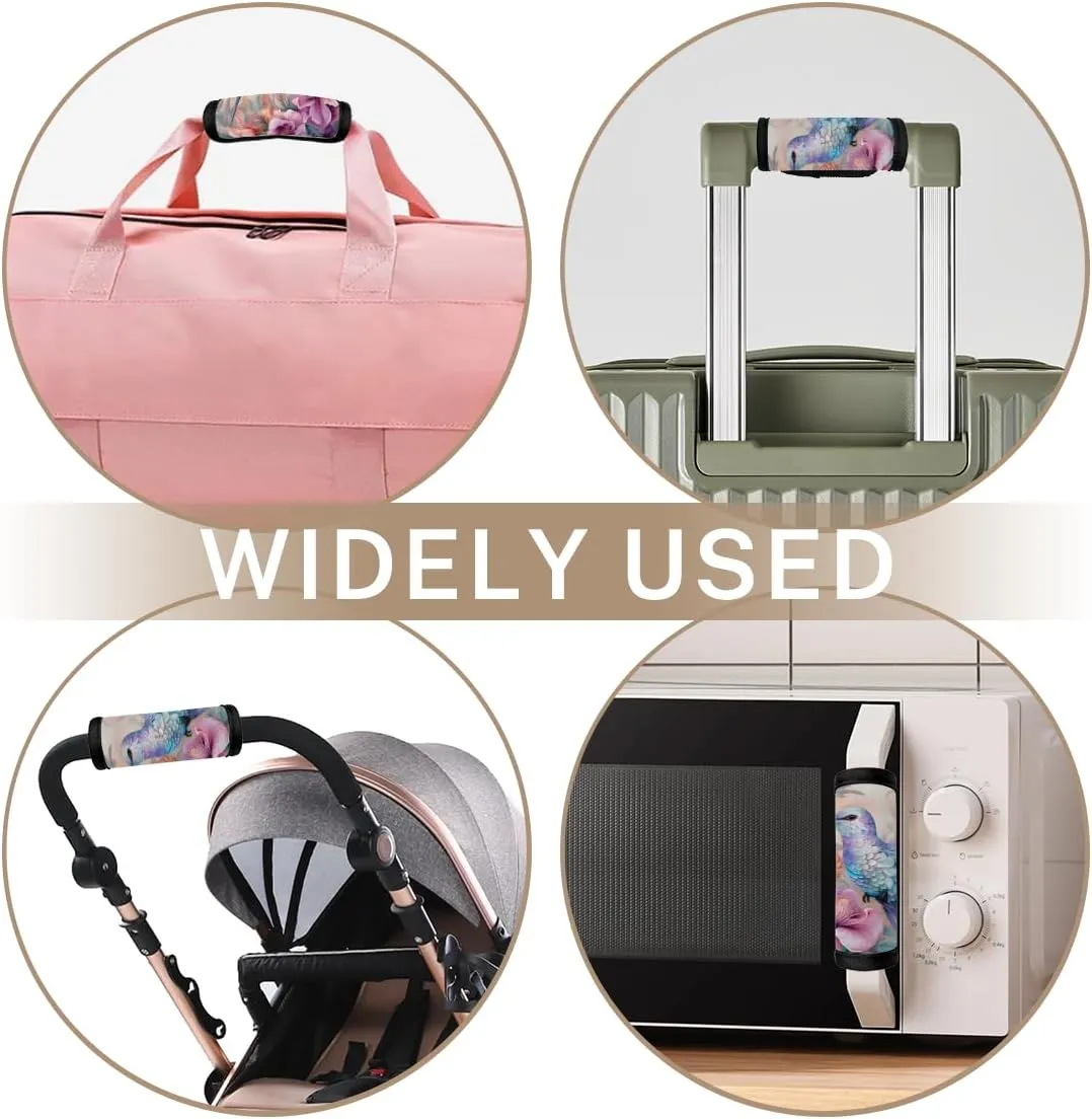 2Pcs Luggage Handle Wrap for Suitcase, Flower Hummingbird Luggage Identifiers Travel Bag Wraps Suitcase Handle Protection Sleeve Cover