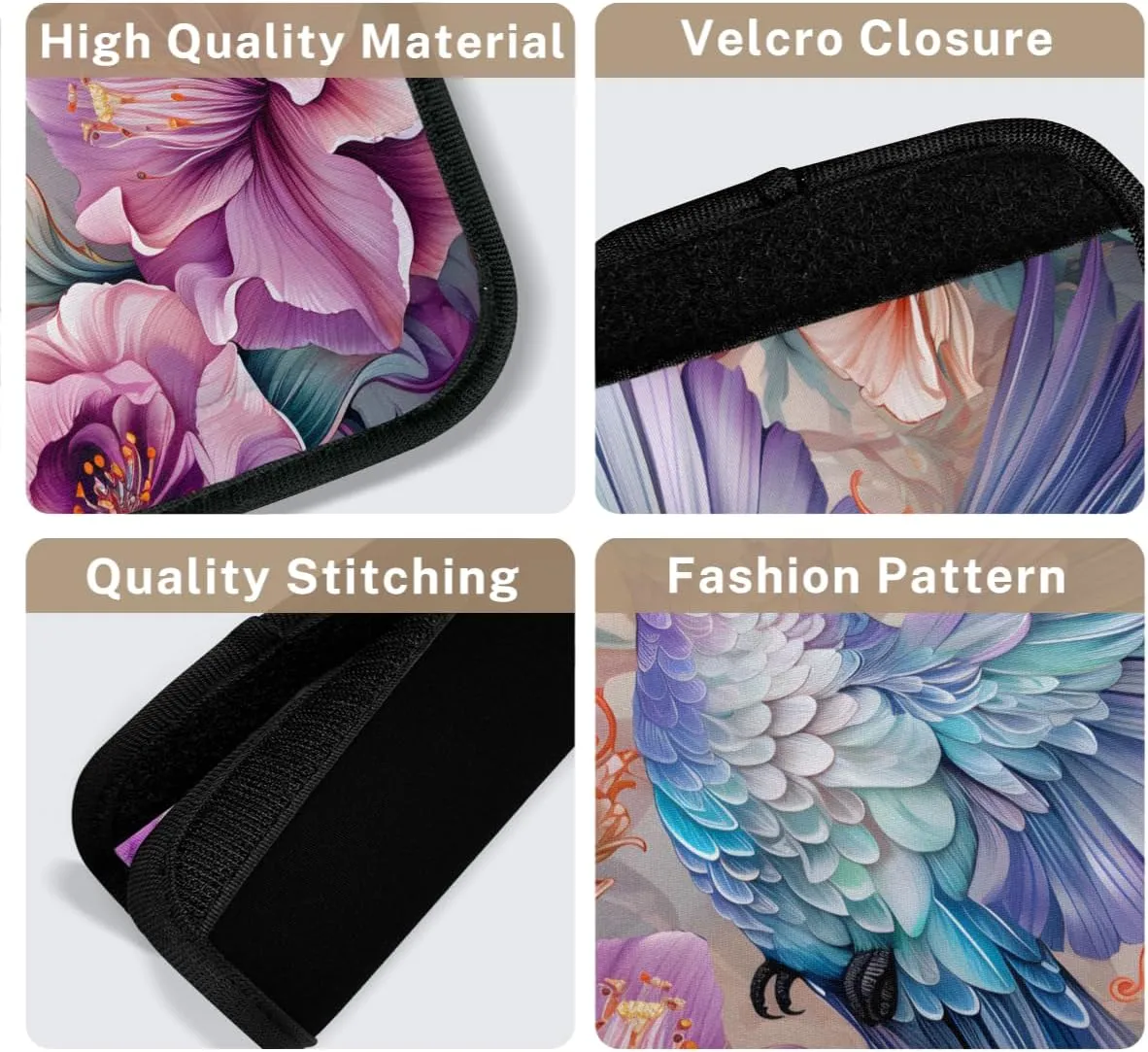 2Pcs Luggage Handle Wrap for Suitcase, Flower Hummingbird Luggage Identifiers Travel Bag Wraps Suitcase Handle Protection Sleeve Cover