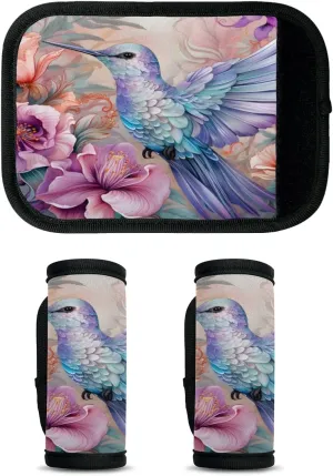 2Pcs Luggage Handle Wrap for Suitcase, Flower Hummingbird Luggage Identifiers Travel Bag Wraps Suitcase Handle Protection Sleeve Cover