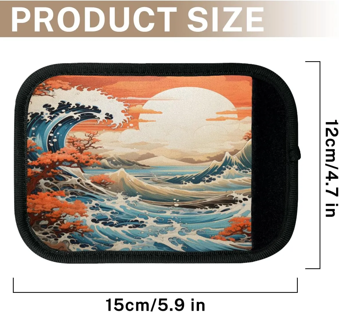 2Pcs Luggage Handle Wrap for Suitcase, Japan Kanagawa Ocean Fuji Mountain Luggage Identifiers Travel Bag Wraps Suitcase Handle Protection Sleeve Cover