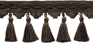 3 1/2" (8.5cm) Veranda Collection Elegant Scalloped Tassel Fringe Trim (Style# VTF035) Umber Brown Multicolor #VNT27 (Dark Brown) 5 Yard Value Pack (4.5m/15 ft)
