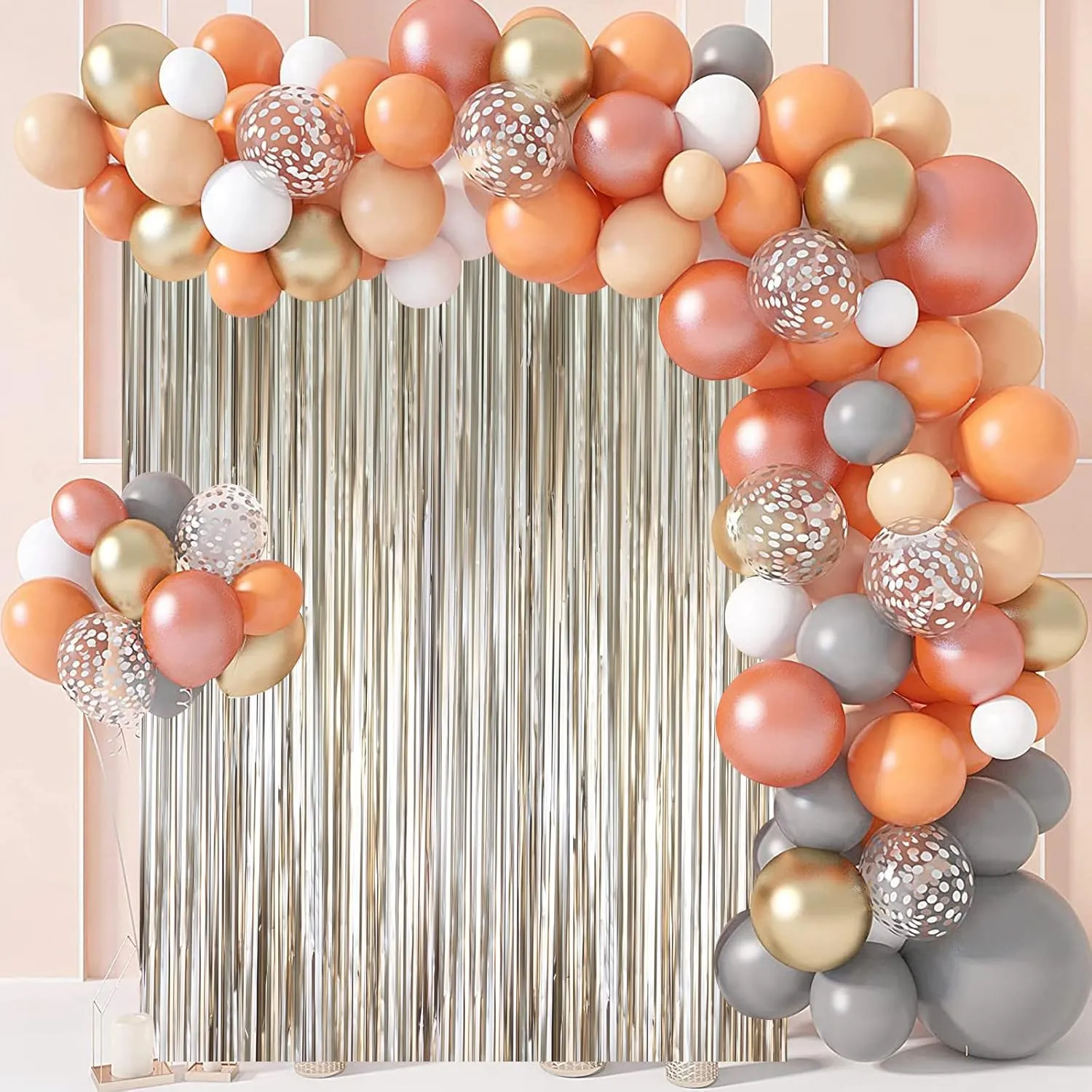 3 Pack 3.3 x 8.2 ft Matte Champagne Foil Fringe Backdrop Curtains, Tinsel Streamers Party Decorations, Fringe Backdrop, Door Shimmer for Graduation, New Years Eve, Birthday Party