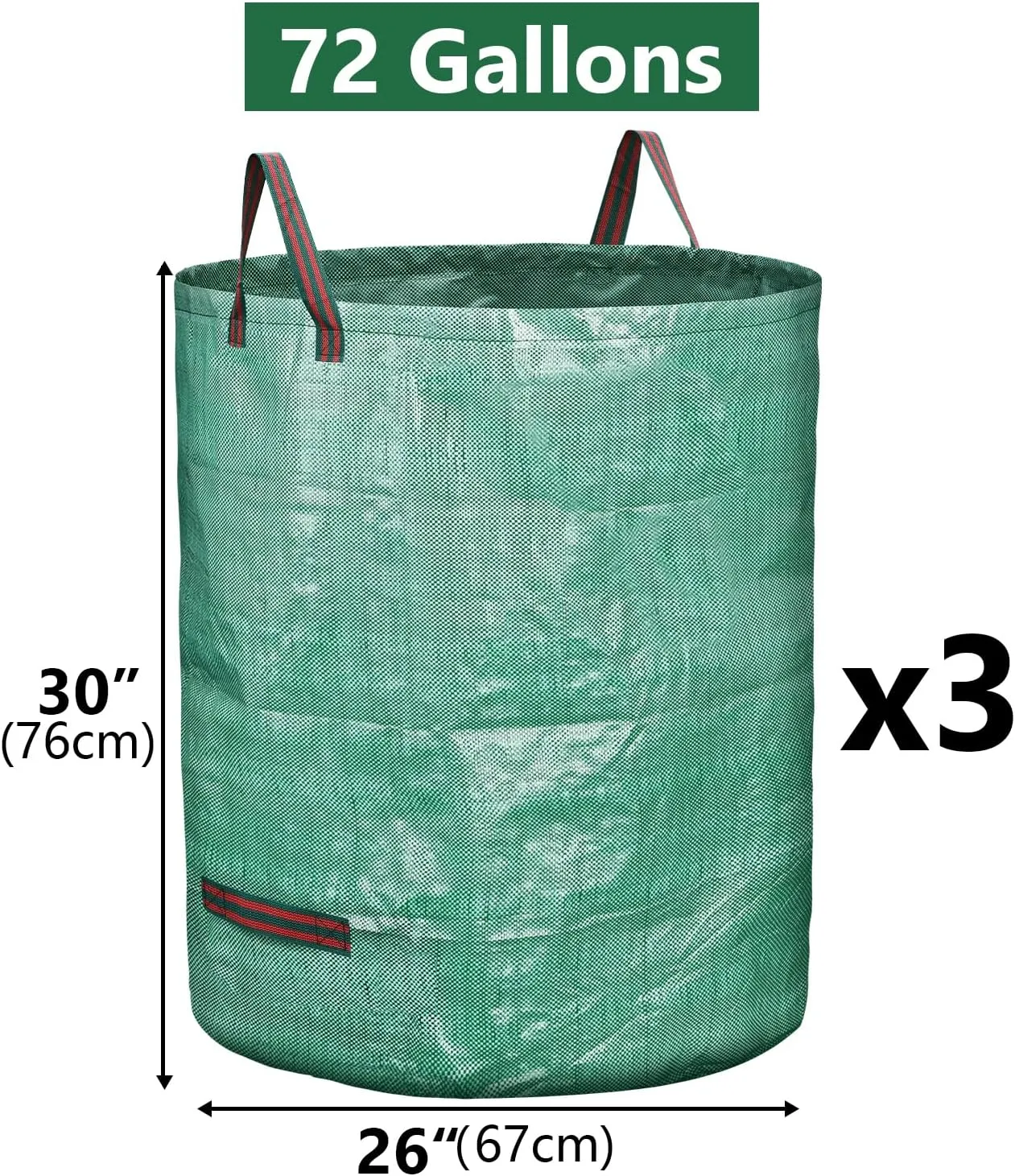 3 Pack 72 Gallon Reusable Yard Waste Bags Heavy Duty Lawn and Leaf Bags Yard Waste Container Garden Grass Bags