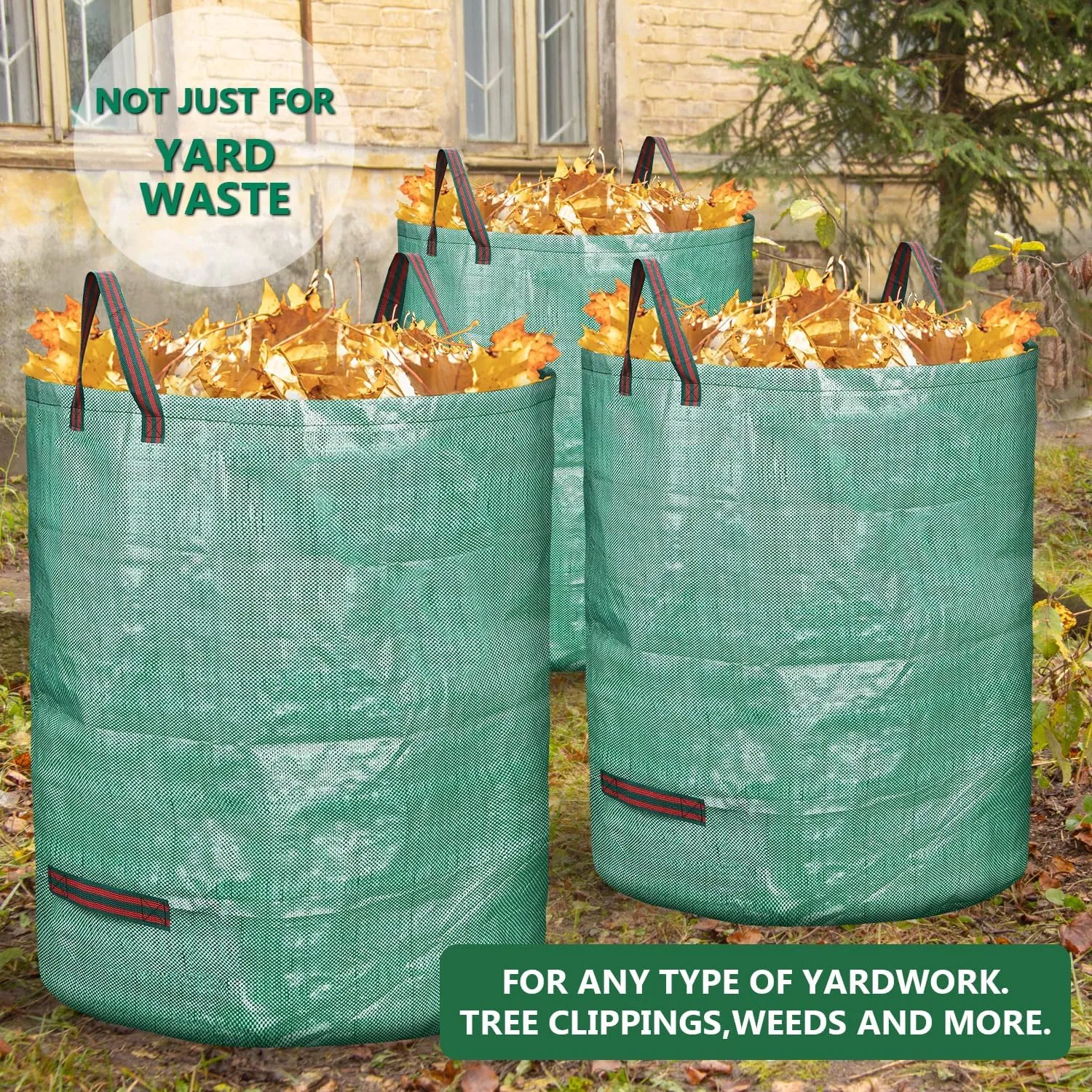 3 Pack 72 Gallon Reusable Yard Waste Bags Heavy Duty Lawn and Leaf Bags Yard Waste Container Garden Grass Bags
