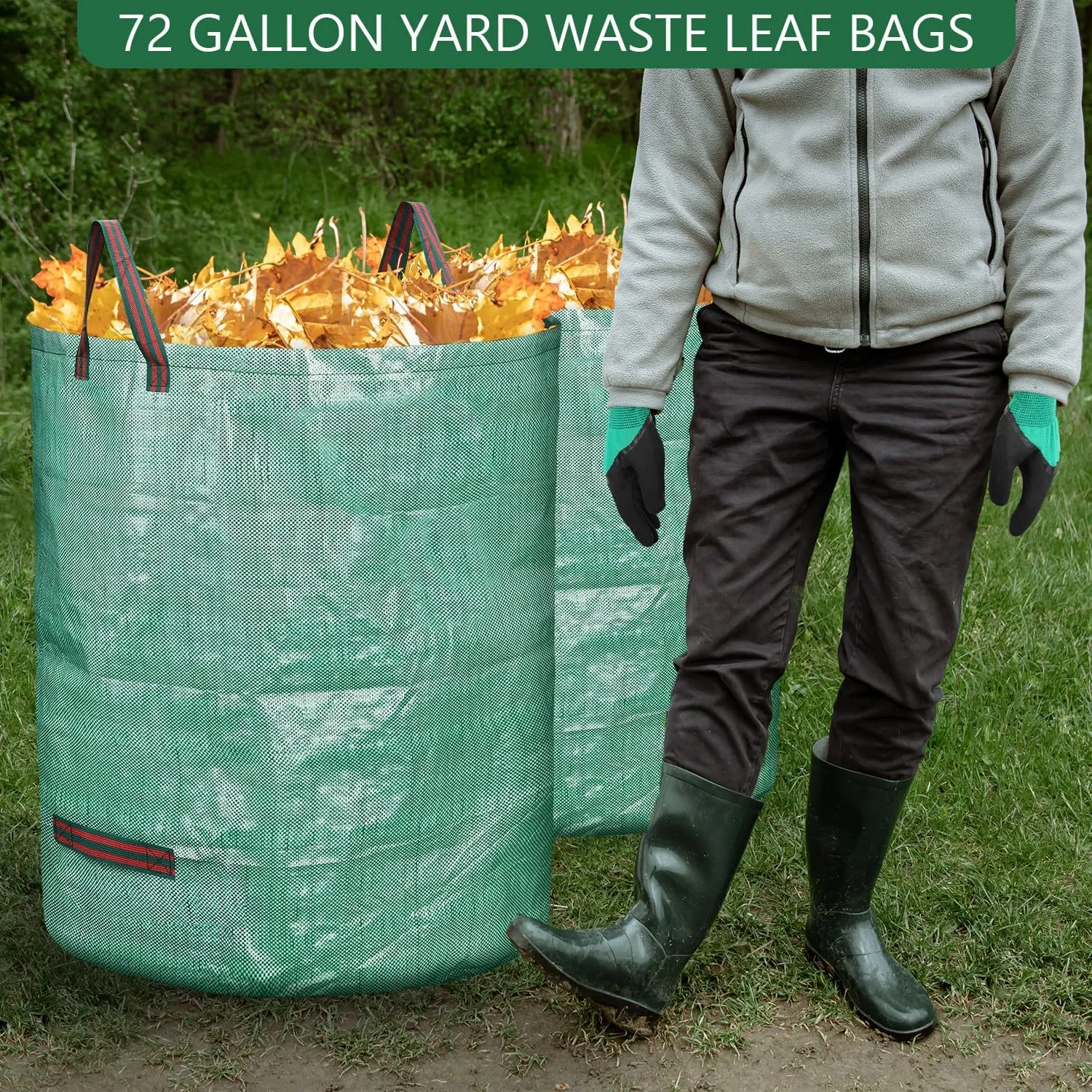 3 Pack 72 Gallon Reusable Yard Waste Bags Heavy Duty Lawn and Leaf Bags Yard Waste Container Garden Grass Bags
