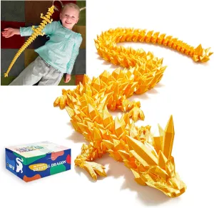 30 in 3D Printed Dragon, 30inch Dragon，3D Dragon Toy,Large Dragon Present,Ariculated Crystal Dragon(Gold