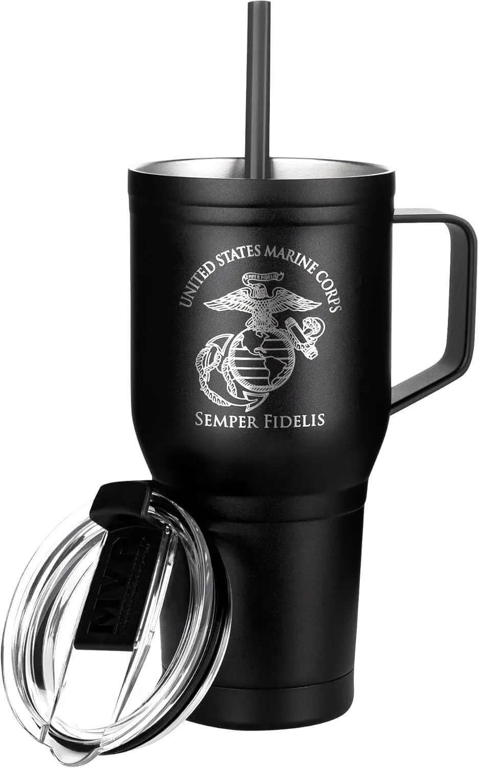 30 oz USMC Coffee Tumbler with Handle- Double Wall Vacuum Insulated Stainless Steel Marine Corps Tumbler Travel Mug – USMC Vet Owned Business