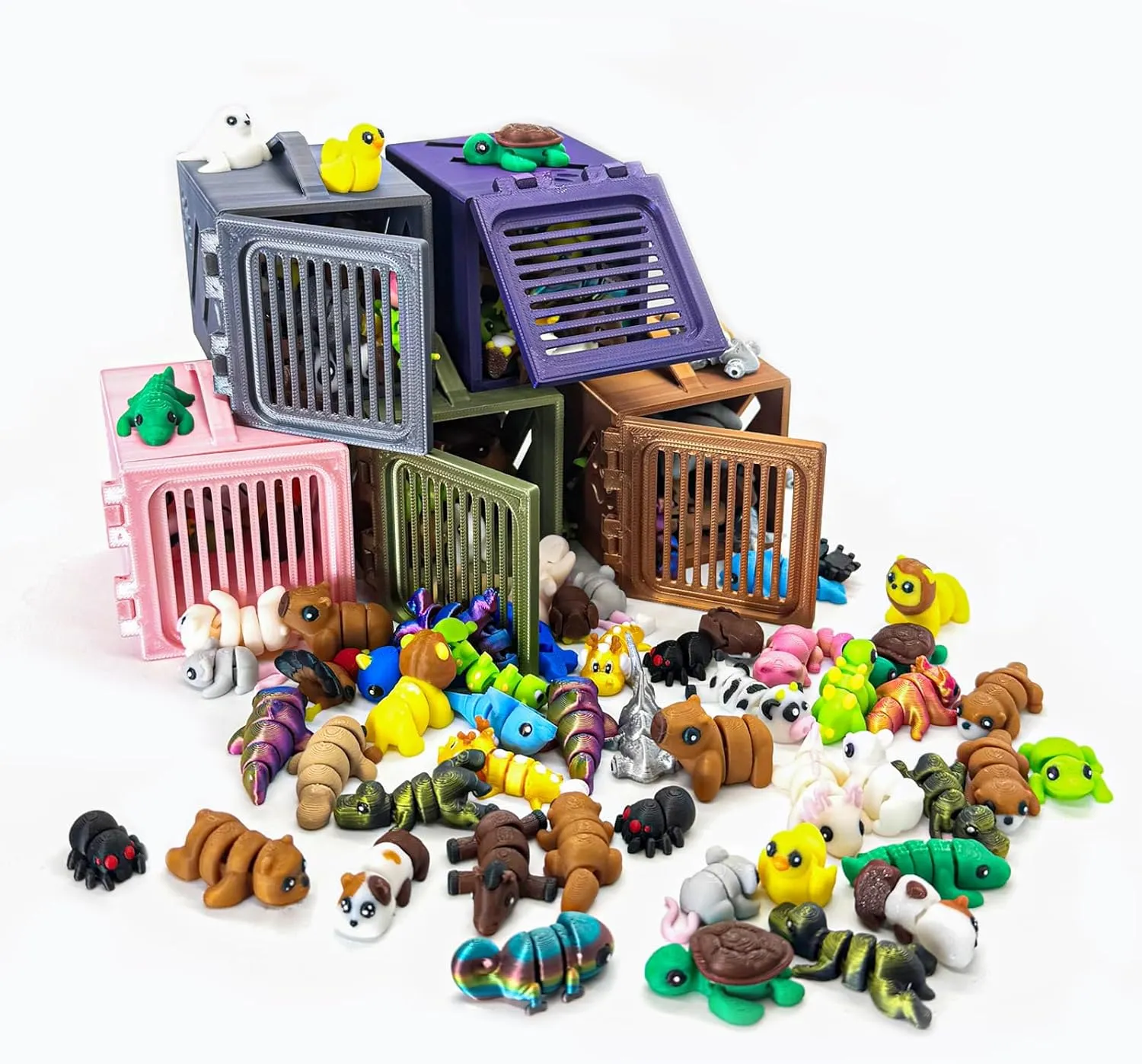 30Pcs Mystery Mini Animals Figures Set, 3D Printed Small Animal Flexible Fidget , 3D Printed Cute Animal Home, , Executive Desk for Christmas Decoration, Tiny Animals Figurines Exquisite Cute Pet