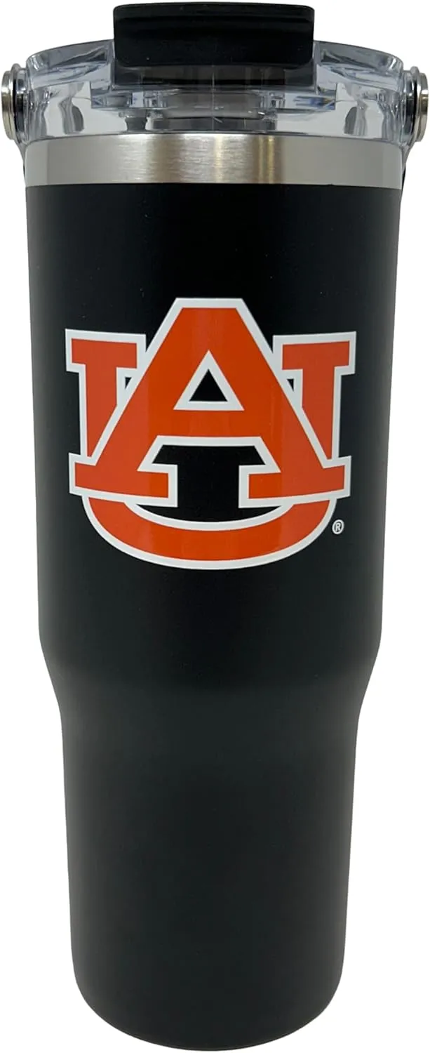 32 oz Collegiate Stainless Steel Tumbler - Double Walled Insulated Water Bottle with Top Handle (Auburn)