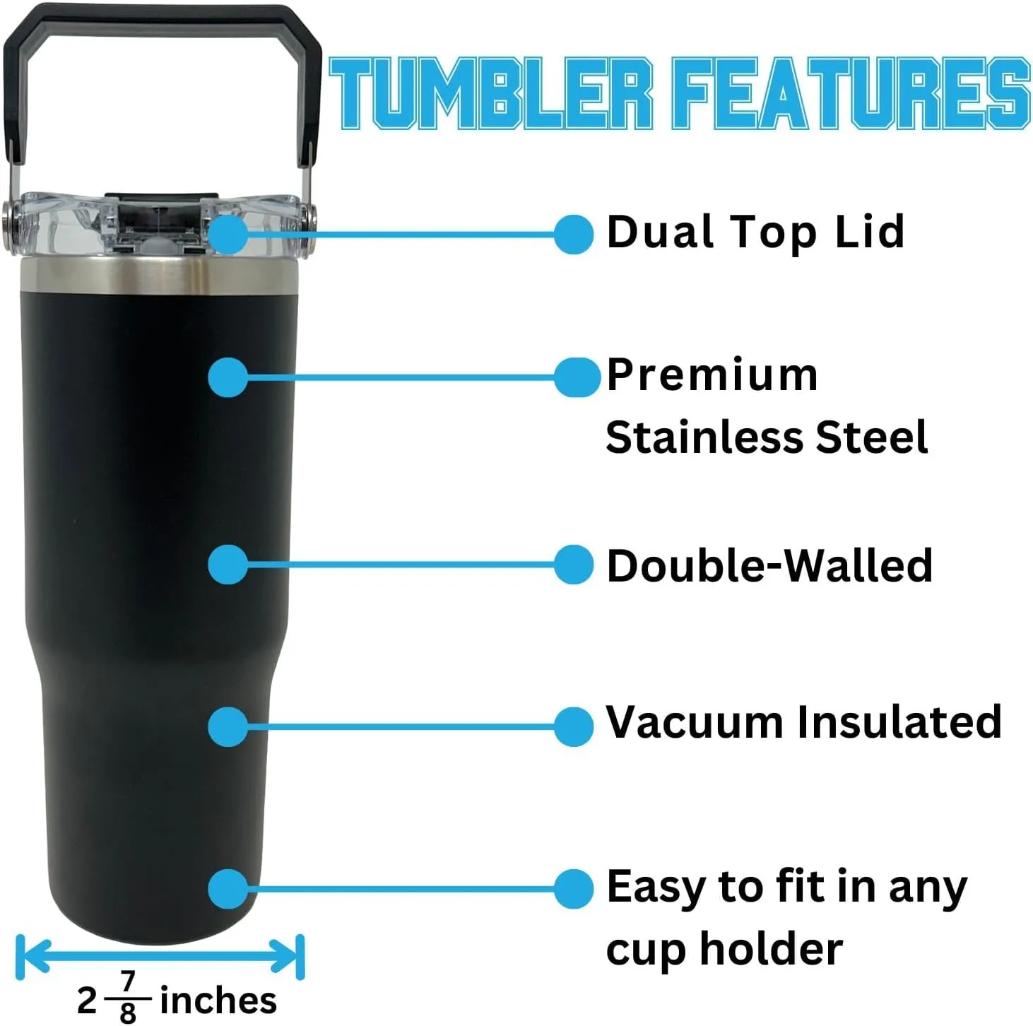 32 oz Collegiate Stainless Steel Tumbler - Double Walled Insulated Water Bottle with Top Handle (Auburn)