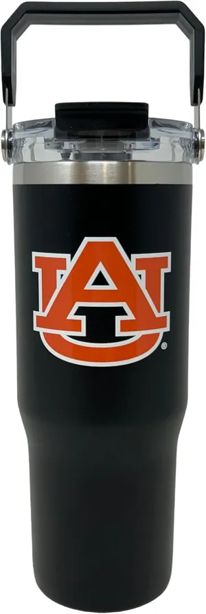 32 oz Collegiate Stainless Steel Tumbler - Double Walled Insulated Water Bottle with Top Handle (Auburn)