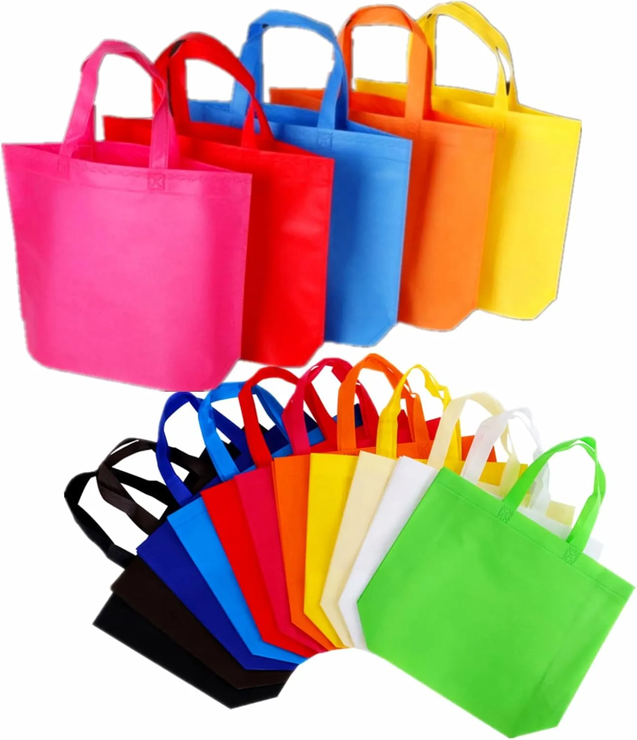 36 Pack 13" 12 Colors Multi-Color Reusable Tote Gift Bags One Side Blank Non-woven Bags Colored Treat Bags, Fabric Tote Bags, Commodity snack bag