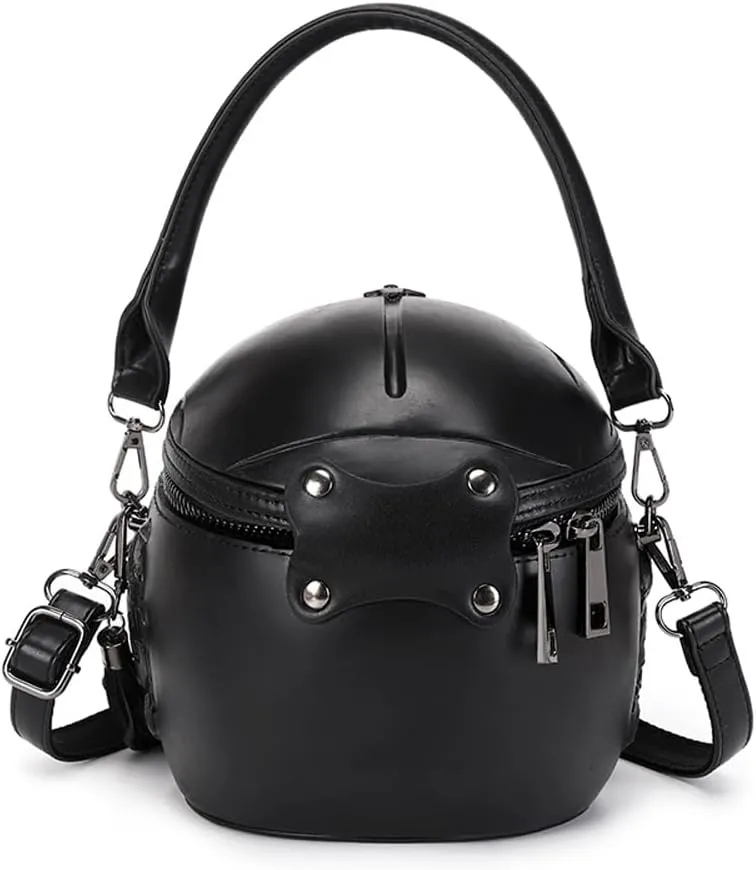 3D Backpack, Fashion 3D Skull With Helmet And Earphone Cross Body Handle Shoulder Bag (Black)