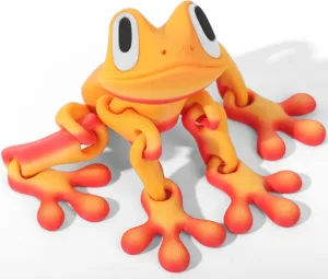 3D Printed 7.92-inch Magnet Frog Toy, Articulated 3D Printed Animals Toys, Can be Used for Refrigerator/Car Decoration. (Orange)