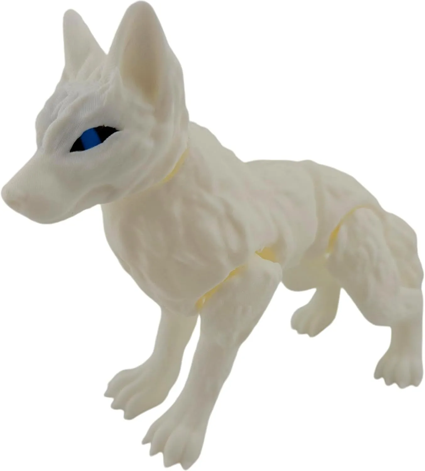 3D Printed Articulated Cinder Wolf - Poseable Fantasy Creature, Fidget Toy, Desk Decor, Unique Gift for Wolf Lovers and Collectors (White)